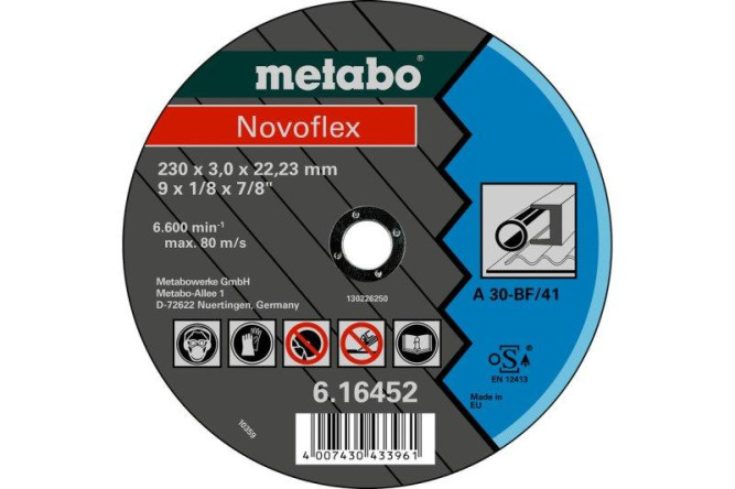 Отрезной круг Metabo 180х3,0х22,23мм Novoflex A 30 прямой  616450000 в Екатеринбурге
