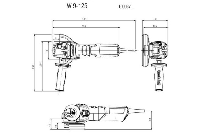 Угловая шлифовальная машина Metabo W 9-125 600376010 в Екатеринбурге